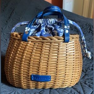 VTG Kenneth Cole Reaction Drawstring Wicker Basket Purse Drawstring Hawaiian